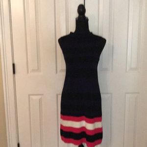 Elisa j Dress  Navy with Pink and White Stripe Hem  Size 2 like new worn once